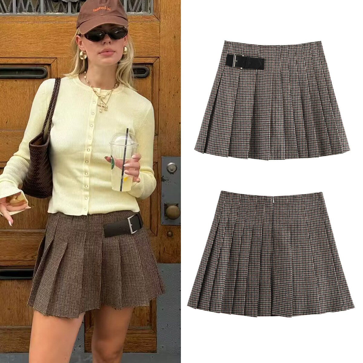 Cross-border European and American Fashion Sexy All-match Pleated High Waist Half-length Short Skirt 2025 Spring and Autumn New A14097