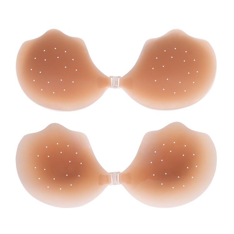 Picture of Cross-border light and comfortable silicone bra pure silicone chest patch solid strapless breathable hole breast patch wholesale