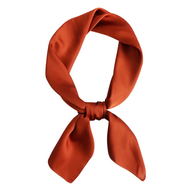 Solid Color Small Square Scarf Women's Plain Color Korean Style Simple All-match Spring and Summer Professional Bank Stewardess Small Scarf Hot Selling