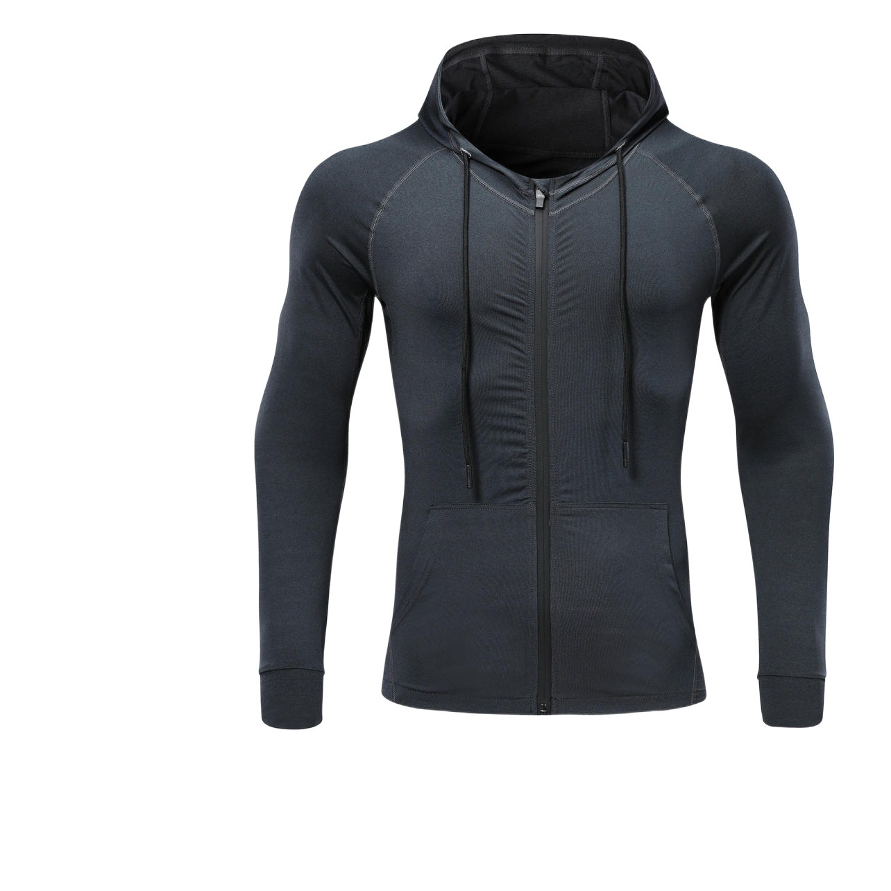 Workout clothes men's long-sleeved jacket slim fit hooded quick-drying autumn and winter running training sweater sports zipper jacket