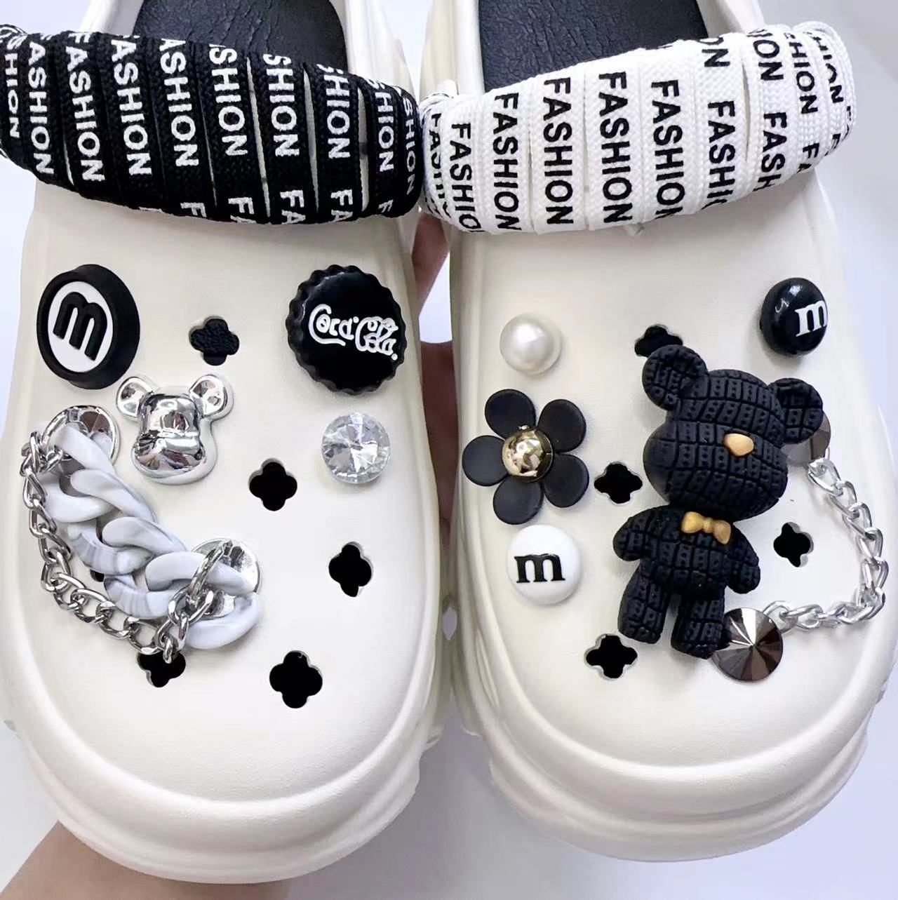 Cross-border Hole Shoes Shoe Flower Distinctive DIY Decoration Cartoon Cute Three-dimensional Chain Bear Accessories Removable Shoe Buckle