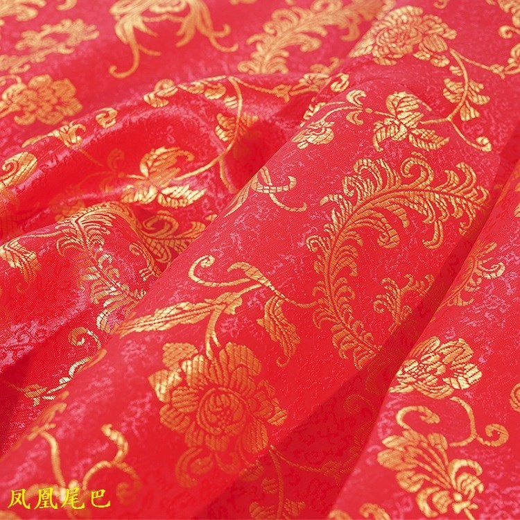 150cm wide sachet festive red-bottom phoenix tail Queen costume cheongsam Tang satin fabric