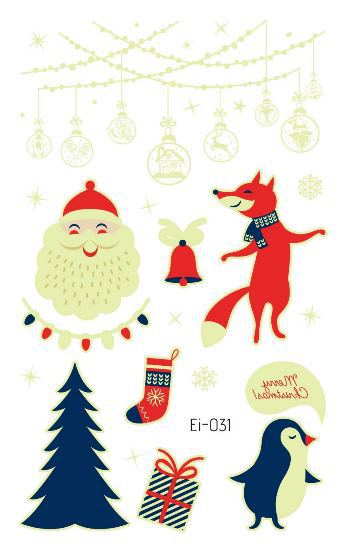 Picture of Cross-border Supply Waterproof Luminous Christmas tattoo Sticker Cartoon Snowman Party Children tattoo Sticker