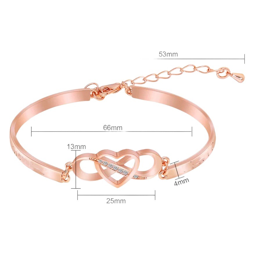 Japanese and Korean Diamond-Encrusted Rose Gold and Silver Peach Heart Cross 8-Character Lettering Bracelet Women's Trendyy Bracelet Fashion Bracelet