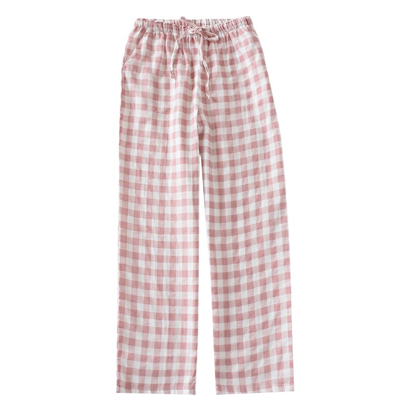 Pajama pants women's cotton trousers gauze non-printed Japanese men's cross-border couples home pants wholesale spring and autumn summer plat pants