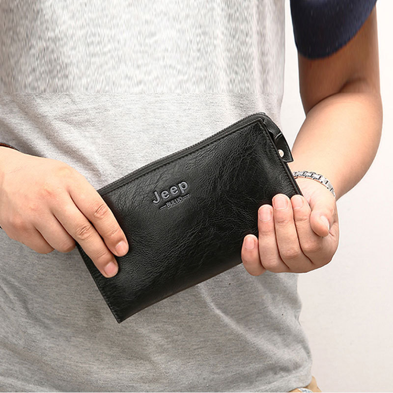 Men's Clutch Leather Men's Bag Wallet Street Trendy Men's Casual Storage Mobile Phone Clutch Bag Jeep Change Bag