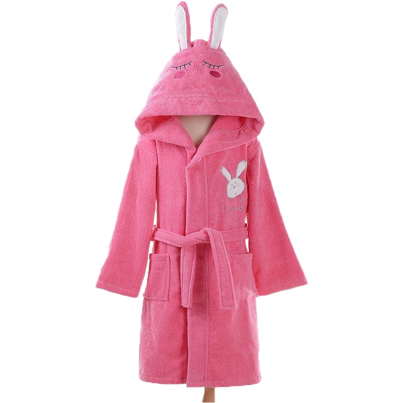 Cotton Children's Bathrobe Cotton Towel Material Baby Boys and Girls Hooded Swimming Bathing Bathrobe Bath Towel Thickened Pajamas Winter