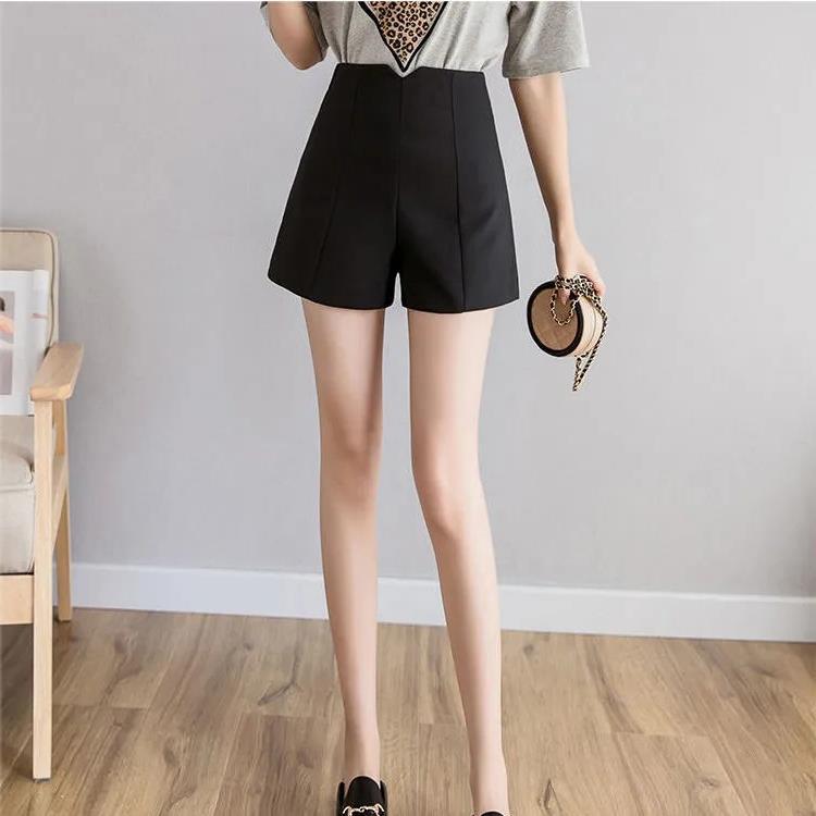 Korean style casual all-match wide-leg pants shorts women's summer wear small plus size chubby girl bottoming safety pants black high waist