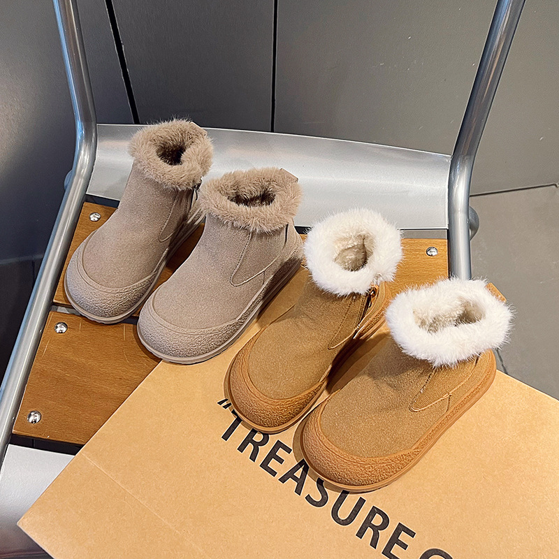 Girls' snow boots 2025 new winter children's large cotton shoes, fleece-lined thickened student boots, cold protection winter edition