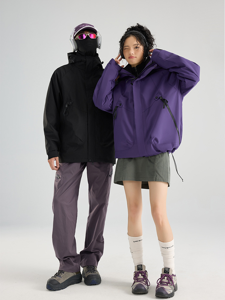 Picture of Three-in-one women's detachable autumn and winter two-piece outdoor windbreaker jacket men's water-repellent plus size mountaineering suit