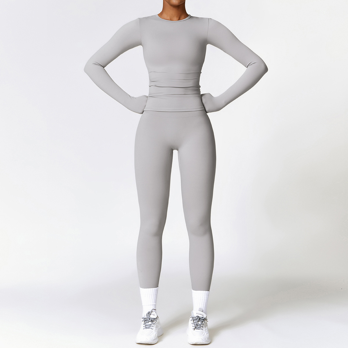 Picture of Zechuang European and American tight brushed yoga suit quick-drying workout clothes winter outdoor running sports suit female 8519