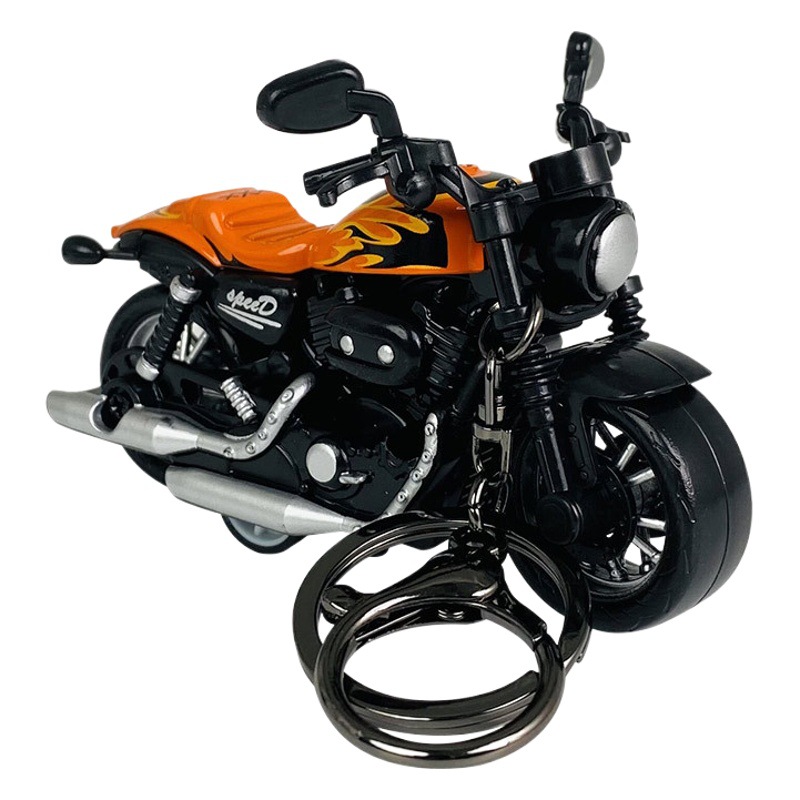 Mini Harley Motorcycle Pull-Back Car Keychain Creative Personalized Bag Trendy Cool Toy Model Pendant Manufacturer Wholesale