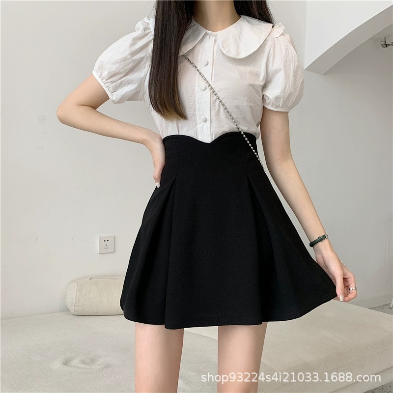 2022 Spring New All-match Skirt Women's plus size chubby girl Design Sense Slim Hip Covering High Waist A- shaped Short Skirt