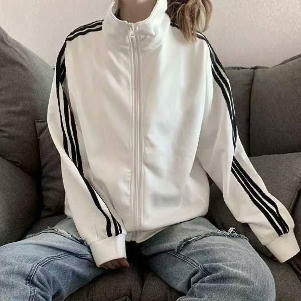 Picture of Spring and Autumn New Three Bar Coat Women's Korean Thin Jacket Student Black Baseball Suit Women's Loose Casual Top