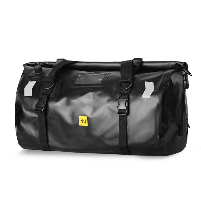 Picture of Modified strap pvc yellow night reflective horizontal bag outdoor camping riding pack waterproof motorcycle tail bag