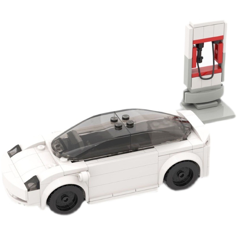 MOC blocks compatible with Lego small particles patchwork set sports car toy car Tesla Model 3