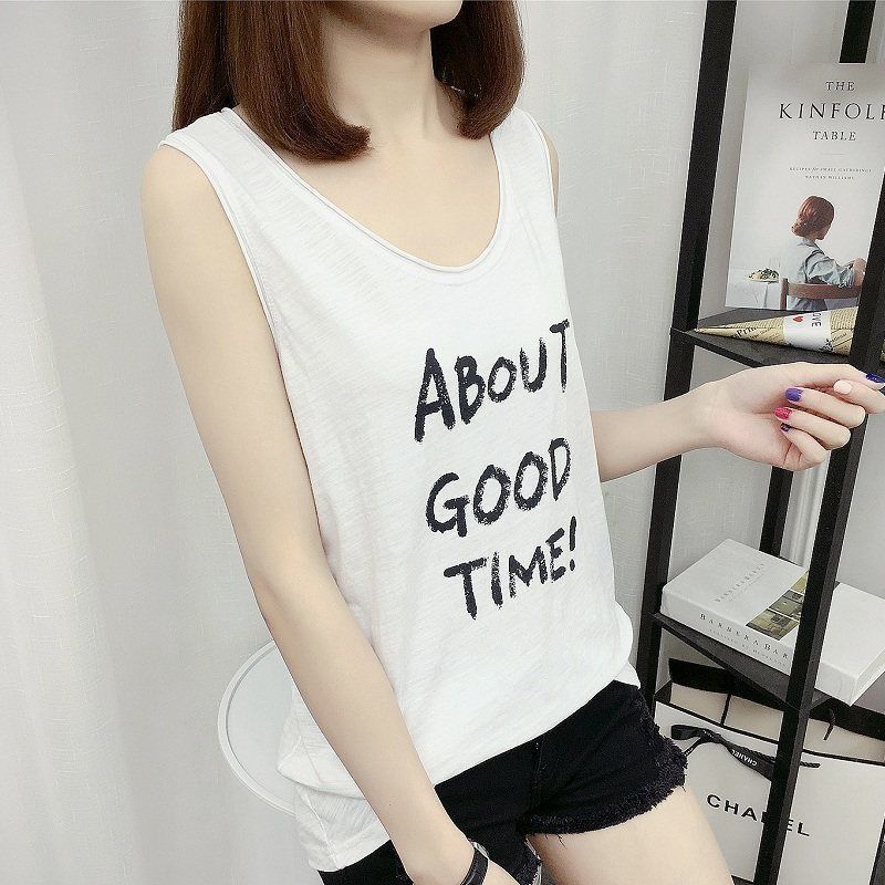Picture of Pure Cotton Vest for Women, Loose Fit, Plus Size Women's Clothing, 2024 Summer Base Shirt, Camisole Top, Short Style, Can Be Worn Outside