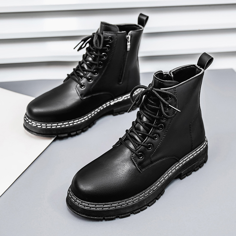 Martin Boots Men's 2025 Spring New Fashion British Workwear Boots High Top Platform Casual Trendy All-match Leather Shoes