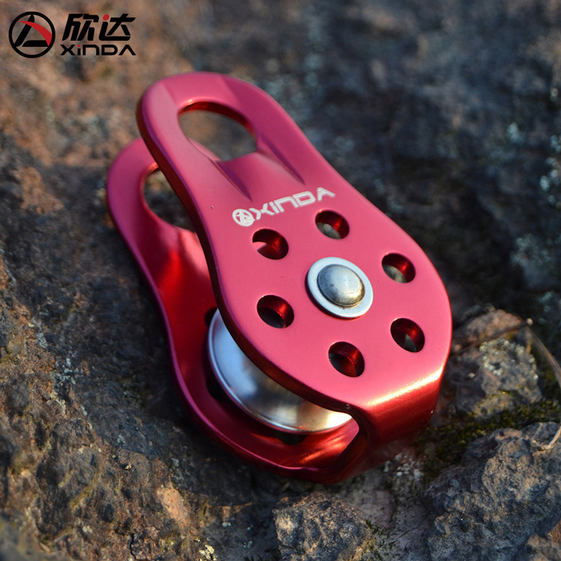 Picture of Xinda Fixed Mountaineering Single Pulley Transport Hoisting Pulley Outdoor Transverse Pulley Aluminum Alloy Orbiter