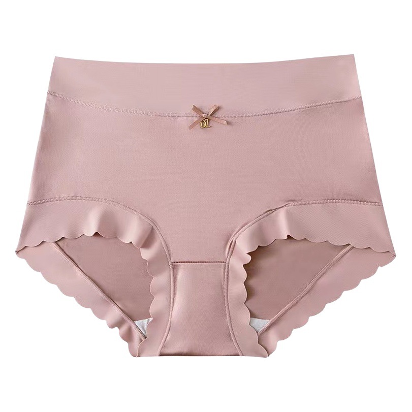 Cross-Border Douyin Popular Luxury Satin Ice Silk Briefs for Women Seamless High Waist Large Size Mulberry Silk Antibacterial Crotch Underwear