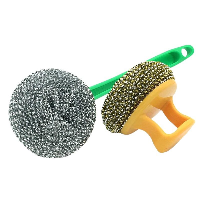 Household kitchen cleaning pet steel wire ball with handle for washing dishes long handle short handle brush with handle brush pot artifact