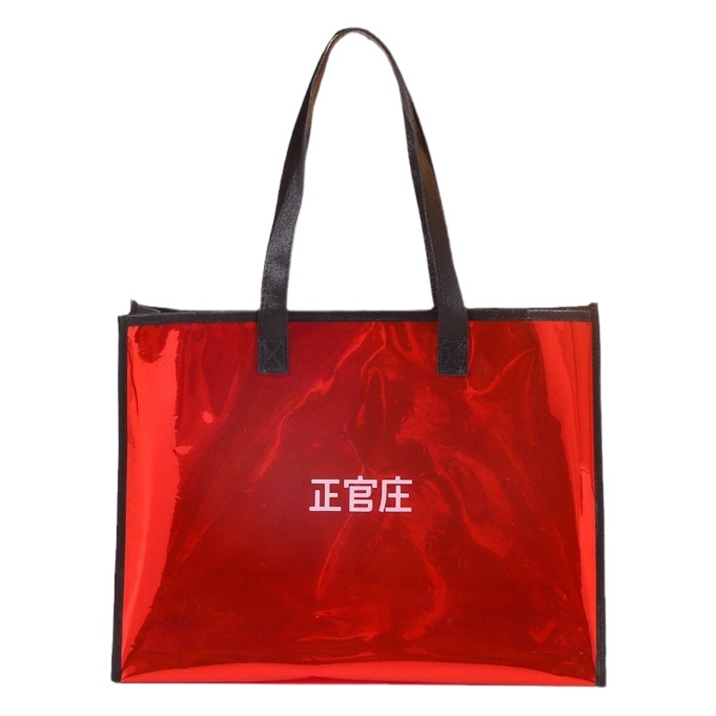 Simple three-dimensional pvc transparent clothing shopping bag jelly colorful gift bag PVC shoulder backpack portable packaging bag