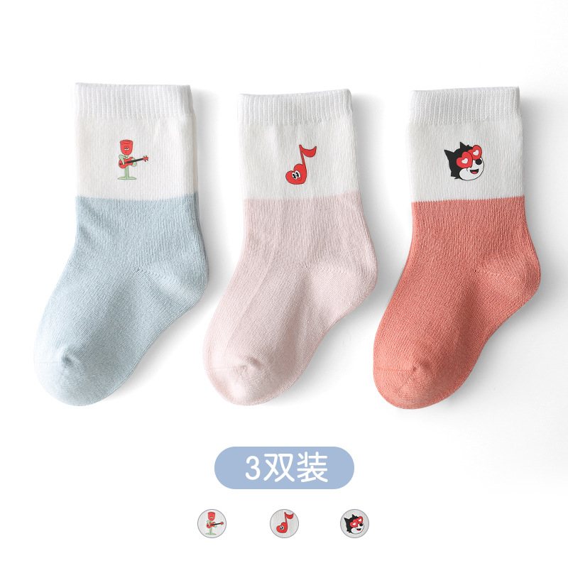Blue Elephant New Spring and Autumn Children's Socks Cartoon Heat Transfer Extended Baby Socks Pure Cotton Seamless Newborn Socks
