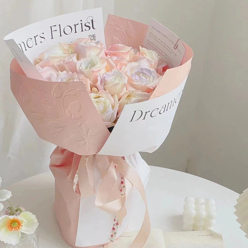 New three-dimensional relief printing art paper flower wrapping paper Korean bouquet flowers padded kraft paper for florists