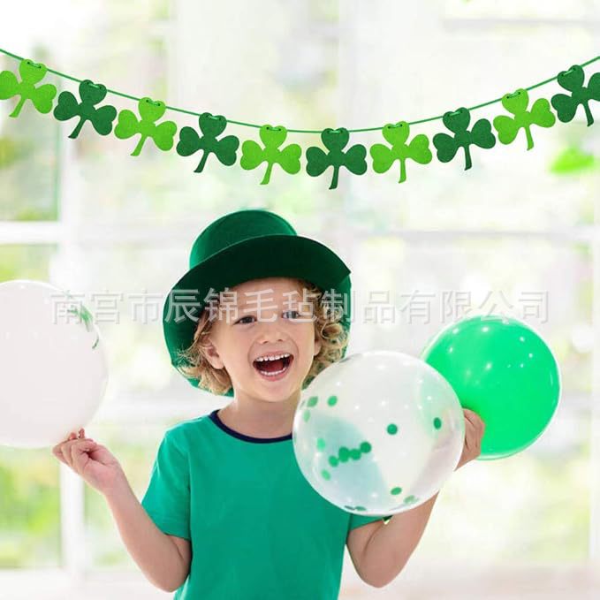 Picture of Cross-Border Export of New Products St. Patrick's Day Clover Decoration Felt Banner Decoration Garland Party Supplies