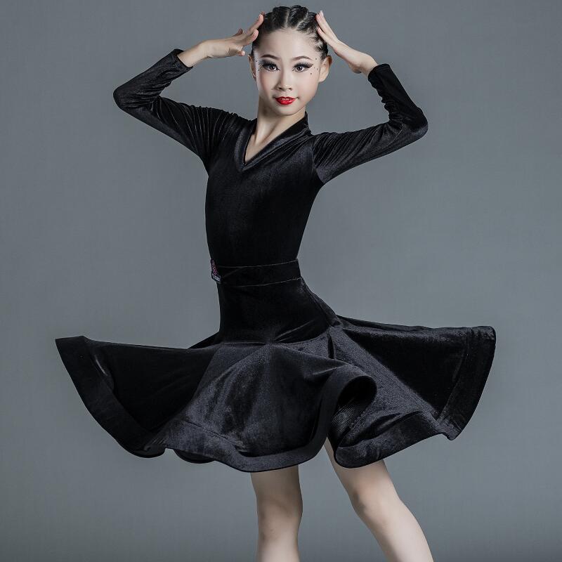 Picture of 2022 New Children's Latin Dance Dress Girls' Dance Practice Costume Girls' Online Popular Autumn and Winter Latin Competition Grade Examination