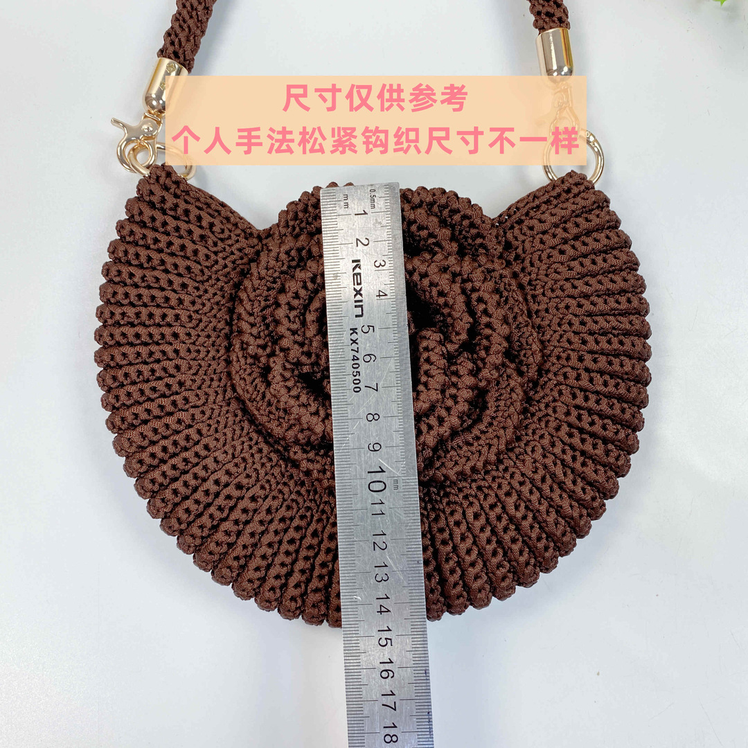 Picture of Spring and Summer peony hand bag crocheted material package ice hemp thread