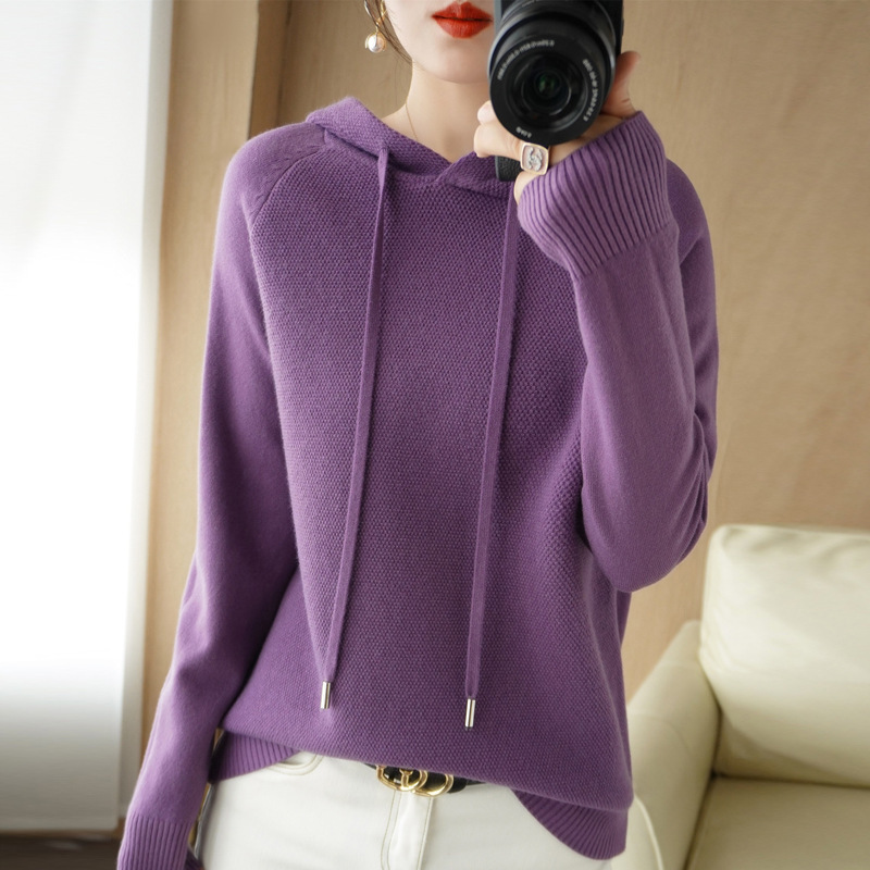 Picture of Hooded Sweater Women's Spring and Autumn 2025 New Hoodie Base Shirt Inner Knitted Shirt Casual plus size Hooded Sweater Women