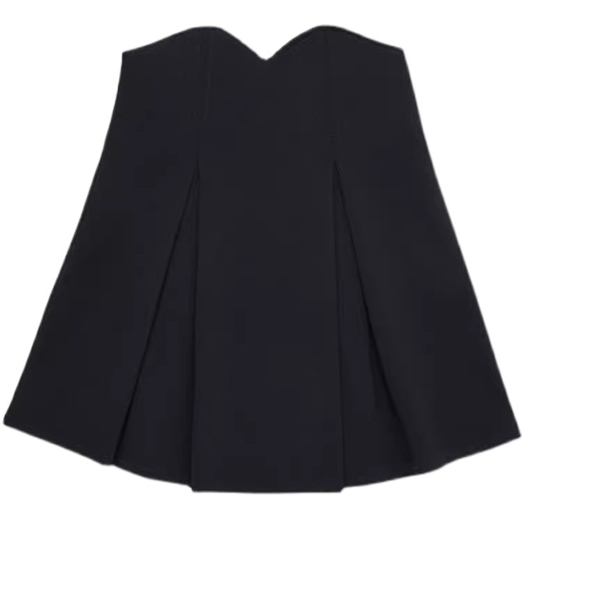 Women's skirt spring slim fit slimming design suit A- line skirt black small ins super popular pleated skirt