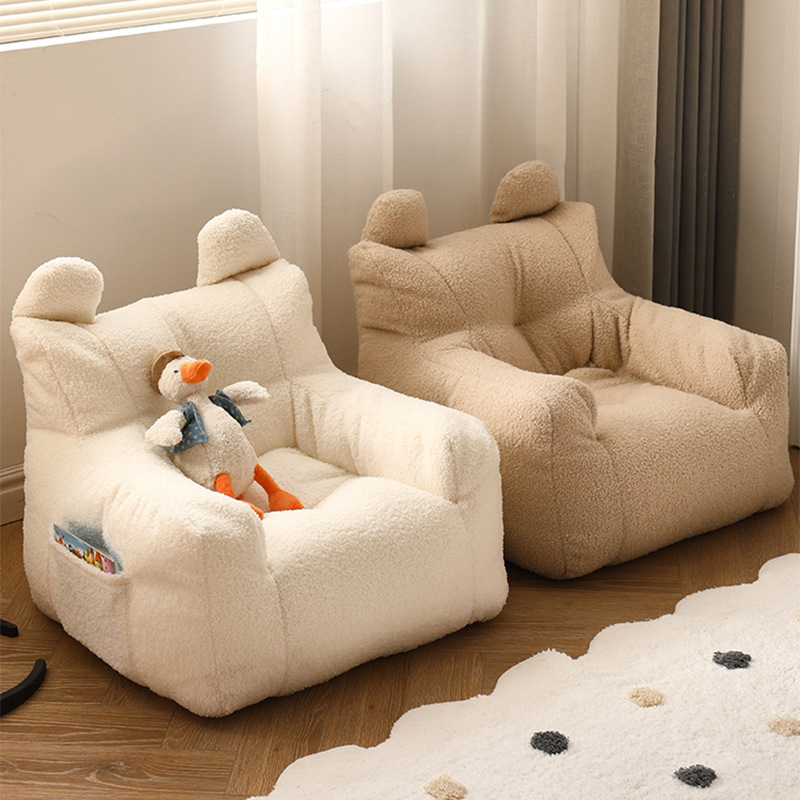 Picture of Children's Sofa Lamb Fleece Cute Single Person Baby's Seat Reading Area Cartoon Sofa Children's Room Casual Small Sofa