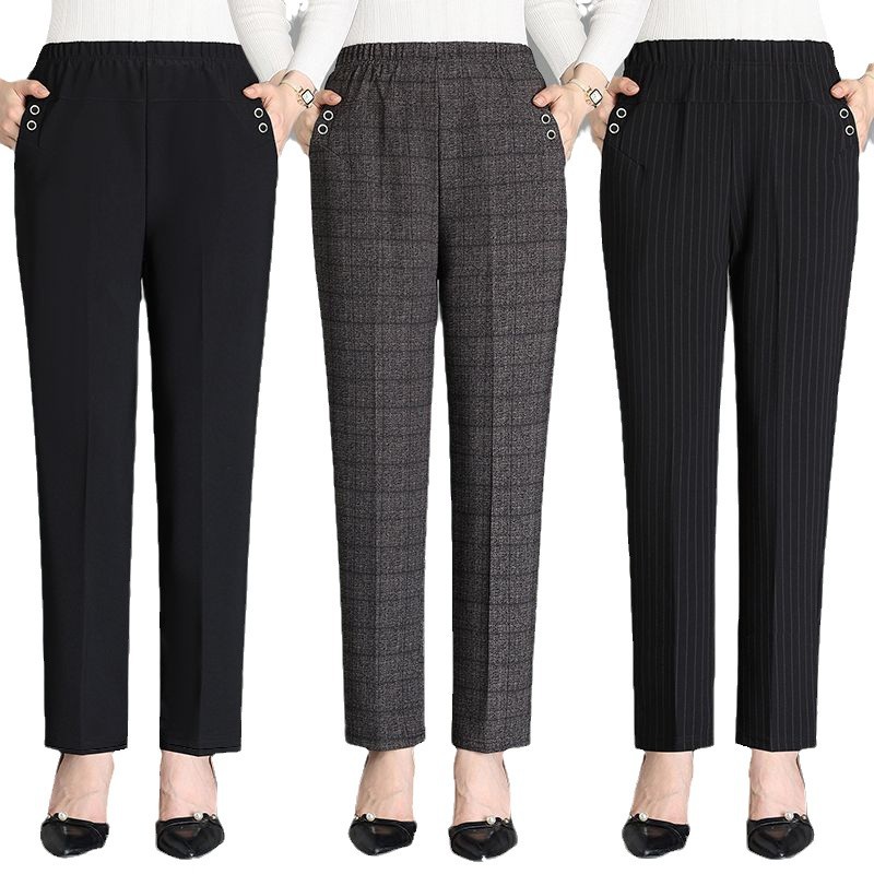 Picture of Autumn and Winter Thickened fleece-lined Middle-aged and Elderly Women's Pants Loose High Waist Casual Pants Outerwear Straight Leg Pants Mother's Pants plus size Cross-border