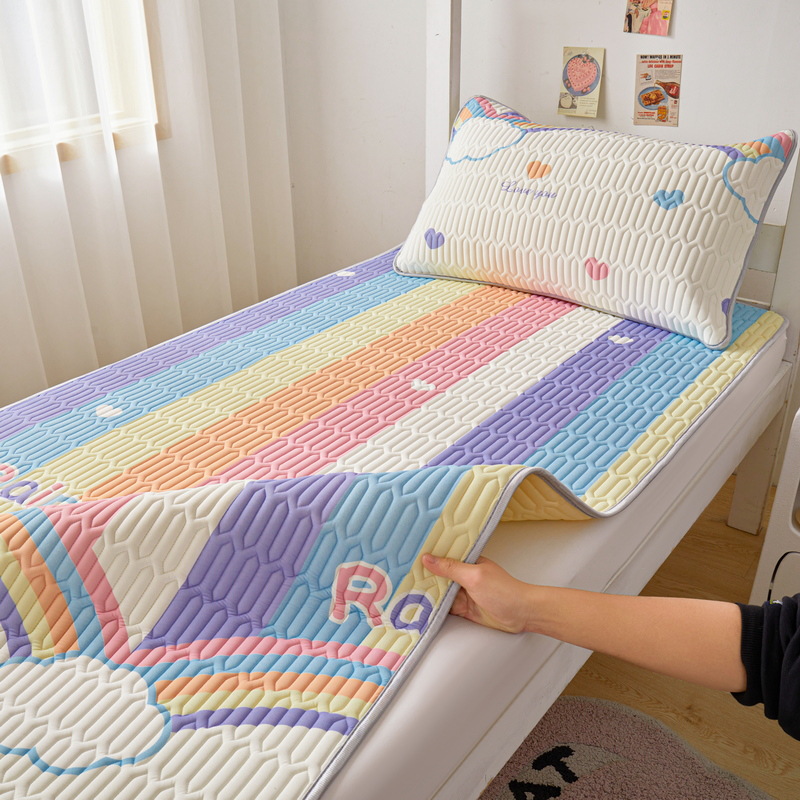 Picture of Class A latex mat three-piece set summer ice silk bed sheet bed hat foldable non-slip cooling soft mat air-conditioning mat