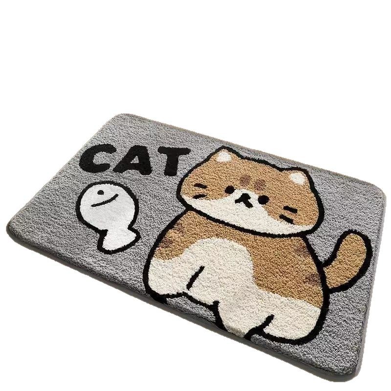 Picture of 2025 New Cartoon Cashmere Floor Mat Bathroom Decorative Blanket Shaped Bedroom Bedside Carpet Entry Door Mat