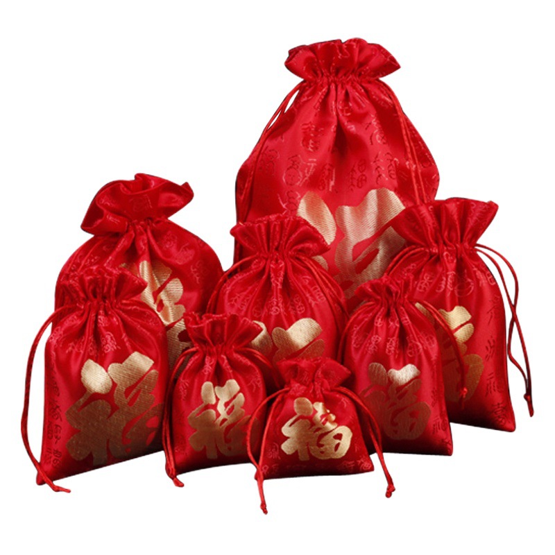 Red Year of the Snake Small Fortune Bag New Year Red Bag New Year Gift Bag Chinese Large Cloth Bag Brocade in stock Wholesale
