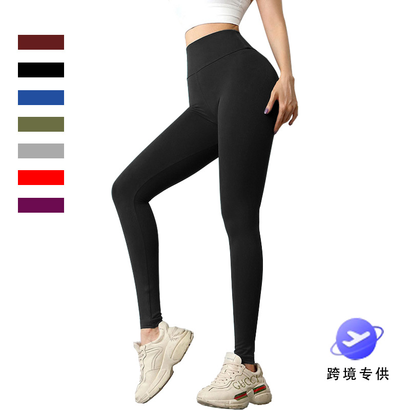 Cross-border European and American High Waist Soft Women's Outdoor Sports Pants Yoga Pants Fitness Pants Tight Pants Leggings Cropped Pants