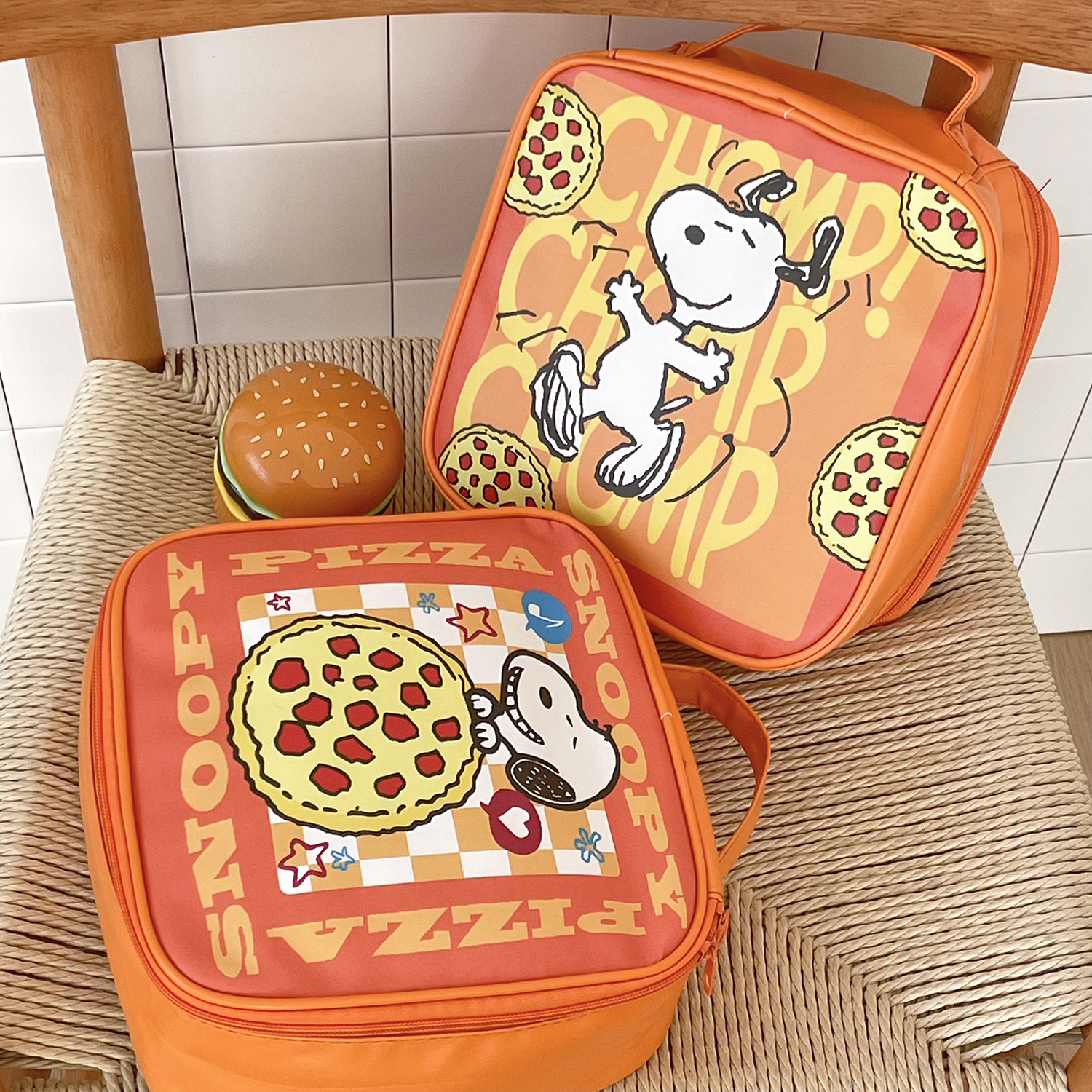 Picture of Green Snoopy Cosmetic Bag Double-sided Printed Pizza Dog Travel Portable Large Capacity Portable Storage Bag