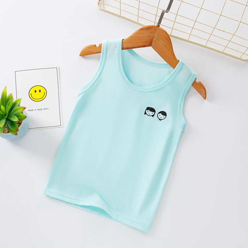 Picture of New Children's I-shaped Vest Cotton Casual Base Shirt Sweat-absorbent Solid Color Children's Multi-color Vest for Summer