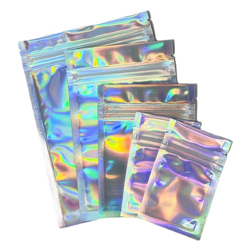 Laser self-sealing bag Translucent jewelry colorful sealing bone bag flash rainbow Yin and Yang packaging bag Bright sealing bag