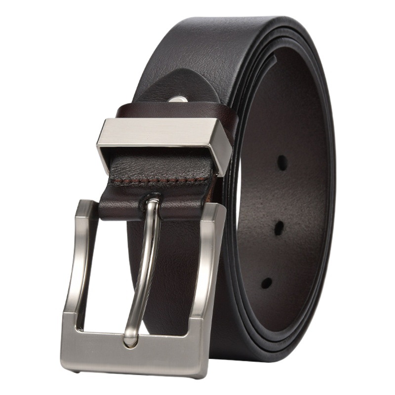 2022 new men's pin buckle real belt casual top layer cowhide fashion wide men's belt young and middle-aged simple waistband