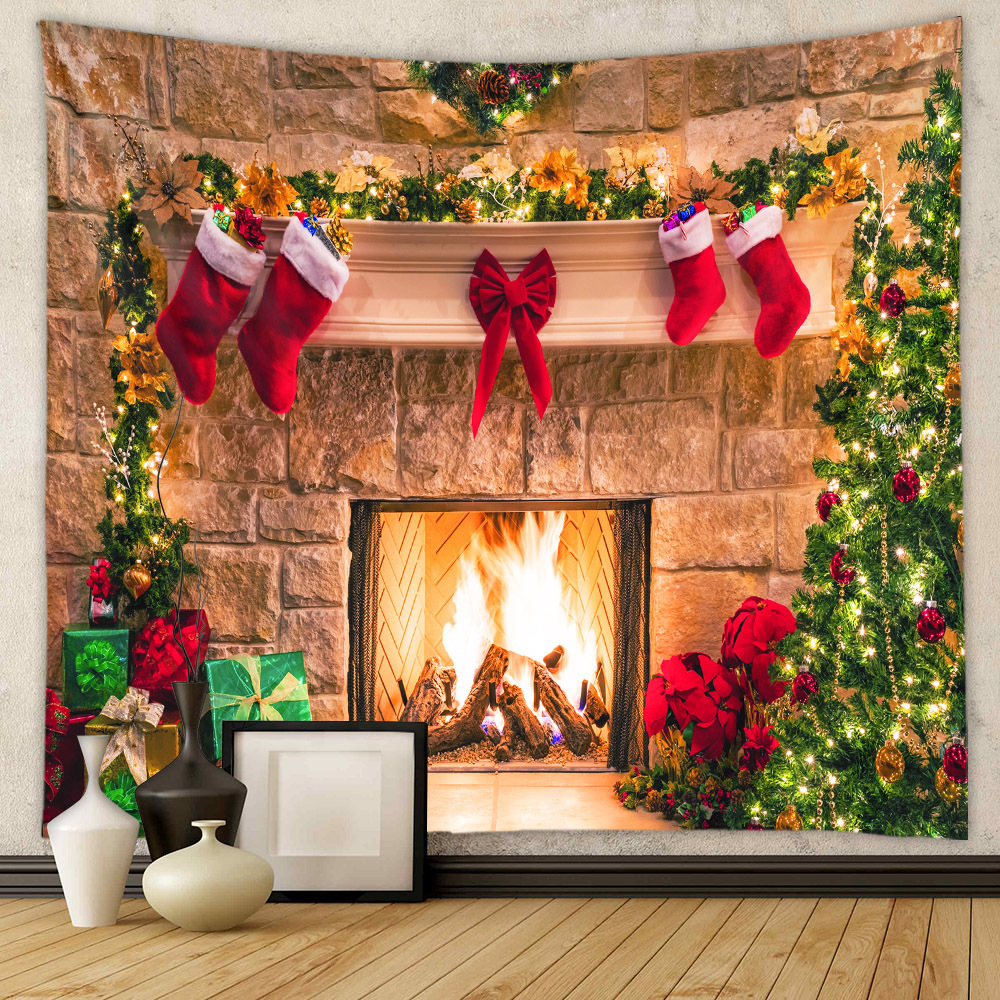 Picture of Christmas Tree Tapestry Room Decorative Wall Cloth Ins Wind Hanging Cloth Cross Border Home Bohemian Tapestry Christmas Tapestry