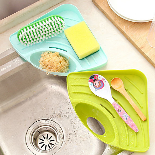Picture of Suction Cup sink rack plastic storage rack storage rack dishwashing sponge rack triangle drain rack 87g