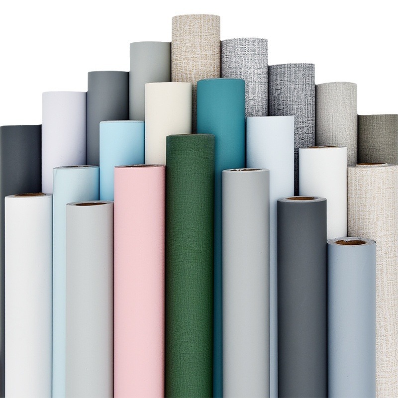 Picture of Wholesale self-adhesive linen wallpaper solid color gray waterproof wallpaper bedroom living room background wall decoration renovation stickers