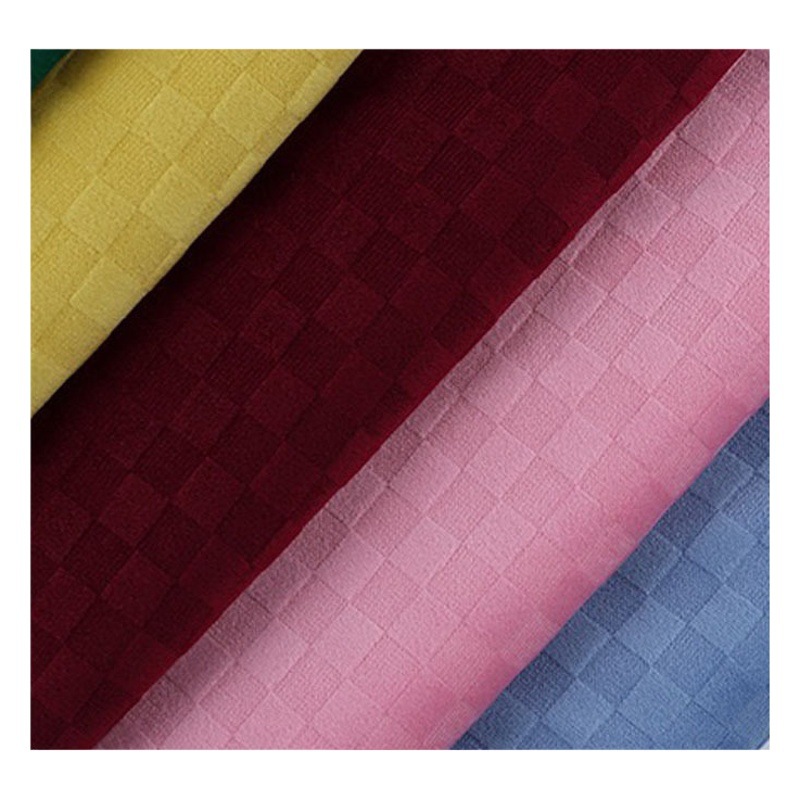 In-Stock Velvet Checkerboard Pattern Jacquard Fabric for Sofa Cushions, Home Textiles, and Clothing