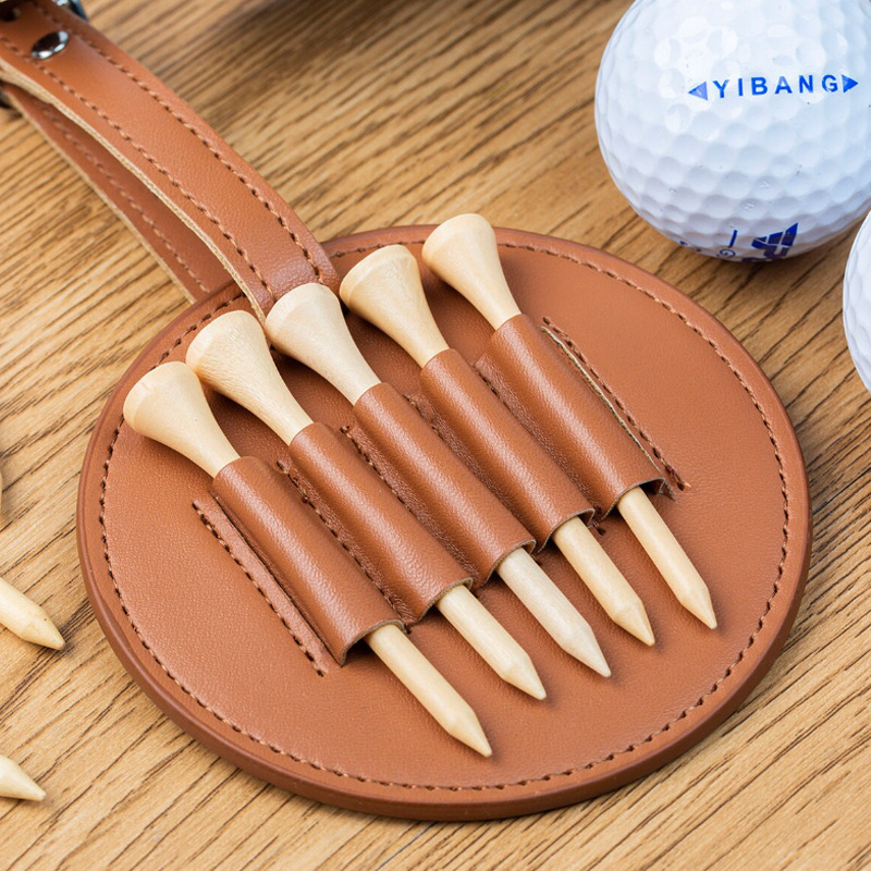 Picture of Outdoor Golf Nail Seat Storage Leather Case PU Leather Hangable Portable Golf Nail Round Storage Set