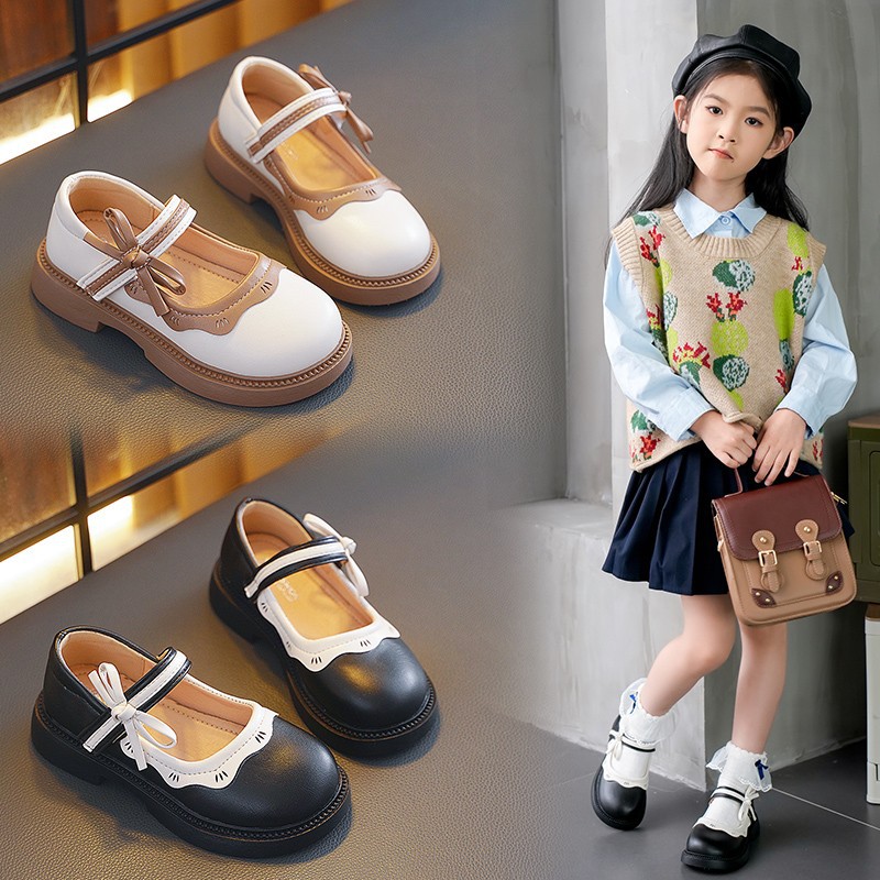 Girls Princess Shoes Autumn 2025 New Fashion Bow Shoes Soft Sole Girls Leather Shoes Children's Doudou Shoes Trendy