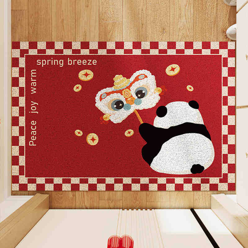 Picture of Silk Ring Entrance Floor Mat Door Anti-skid Dust Removal Entrance Carpet Door Mat Home Red Festive Dirty Resistant Mat